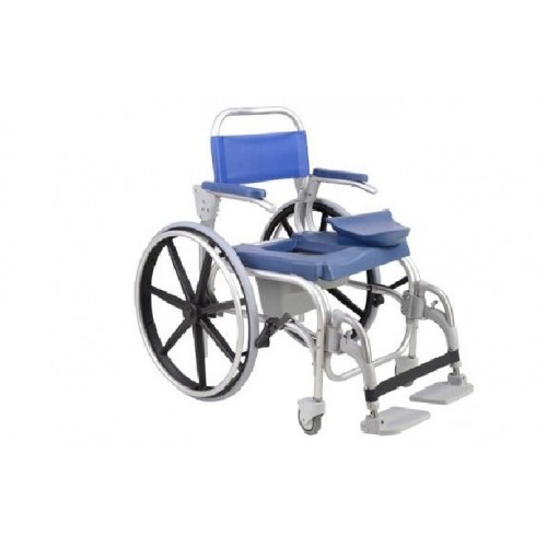 ATLANTIC - Cadeira Banho alumínio, roda posterior de autopropulsão (Ø600mm)