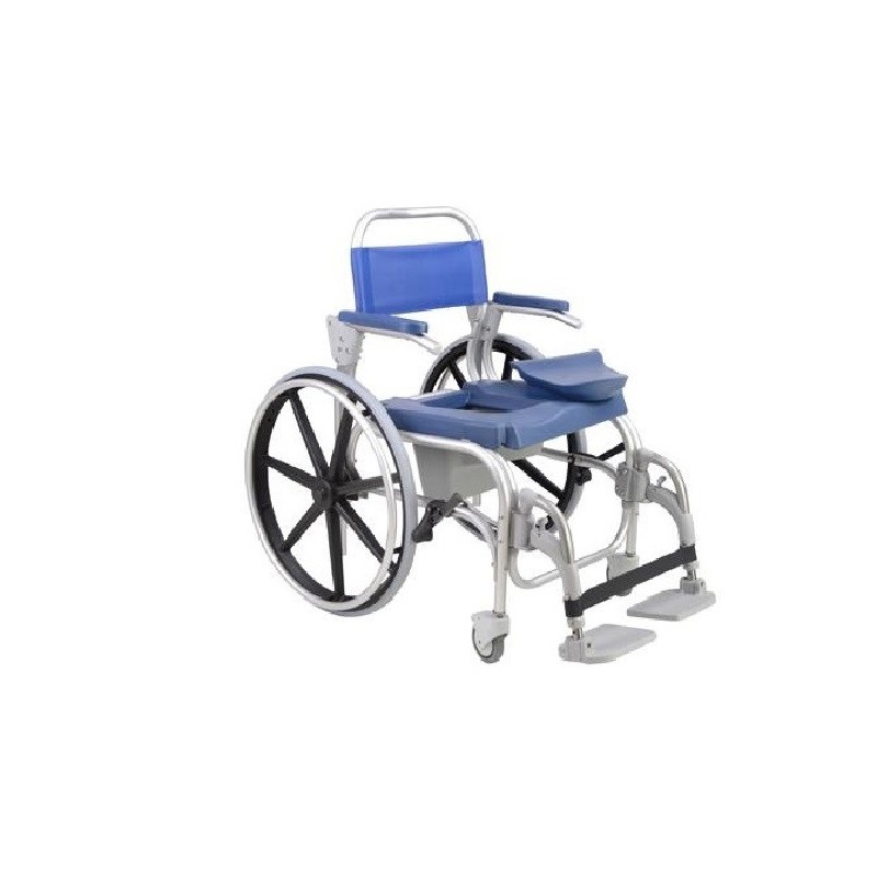 ATLANTIC - Cadeira Banho alumínio, roda posterior de autopropulsão (Ø600mm)