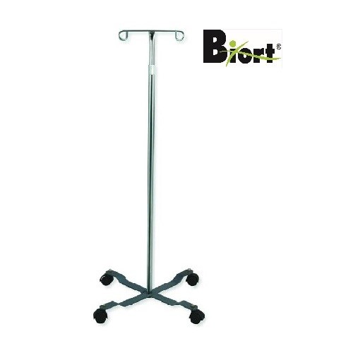 BIORT - Suporte soro rodado, 2 ganchos, altura variável