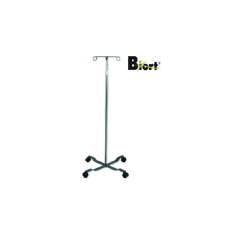 BIORT - Suporte soro rodado, 2 ganchos, altura variável
