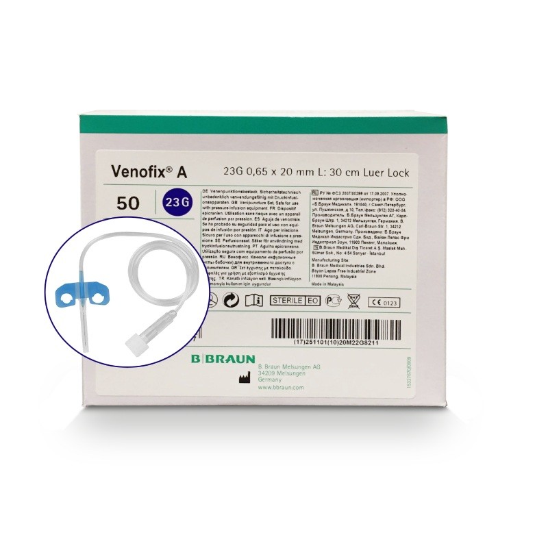 Venofix® A-Agulha com aletas 23G, 0.65x20mm (50un)