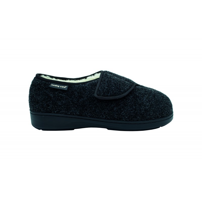 PINHEIRO - Sapato (pantufa) têxtil adaptável, forro em lã, Antracite