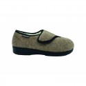 PINHEIRO - Sapato (pantufa) têxtil adaptável, forro em lã, Castanho Claro