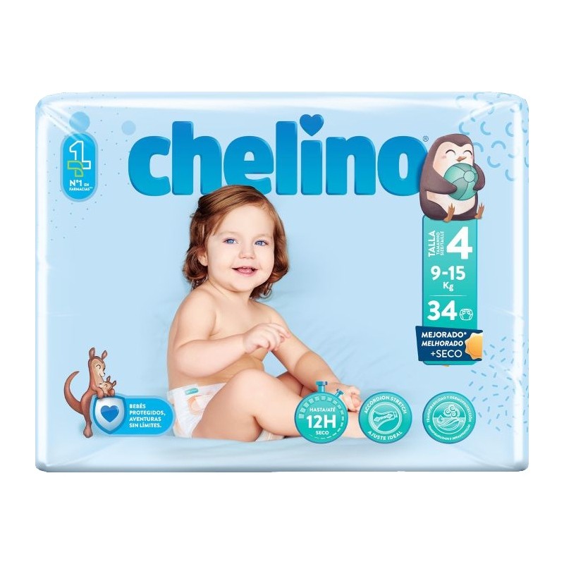 Chelino Love - Fralda bebé T.4 - Gatinhas (34un)