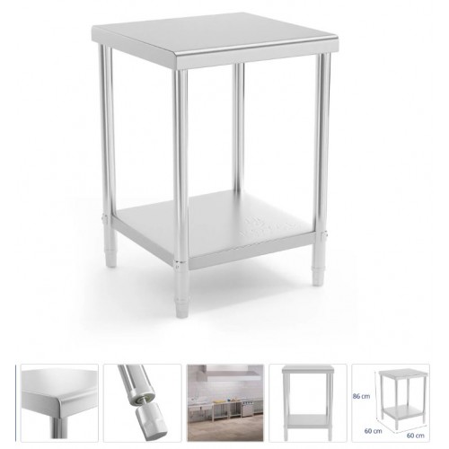 Mesa Auxiliar Aço Inoxidável - 60x60xA86cm